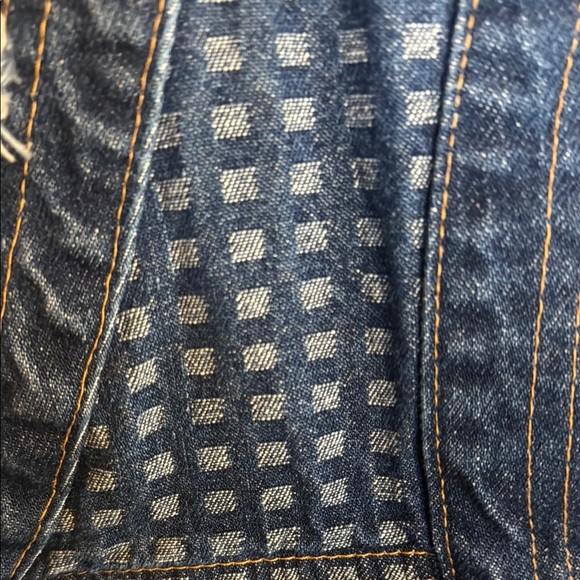 Vintage Simply Barbara of Colorado Frayed Denim Vest with Checkered Pattern - Picture 5 of 10